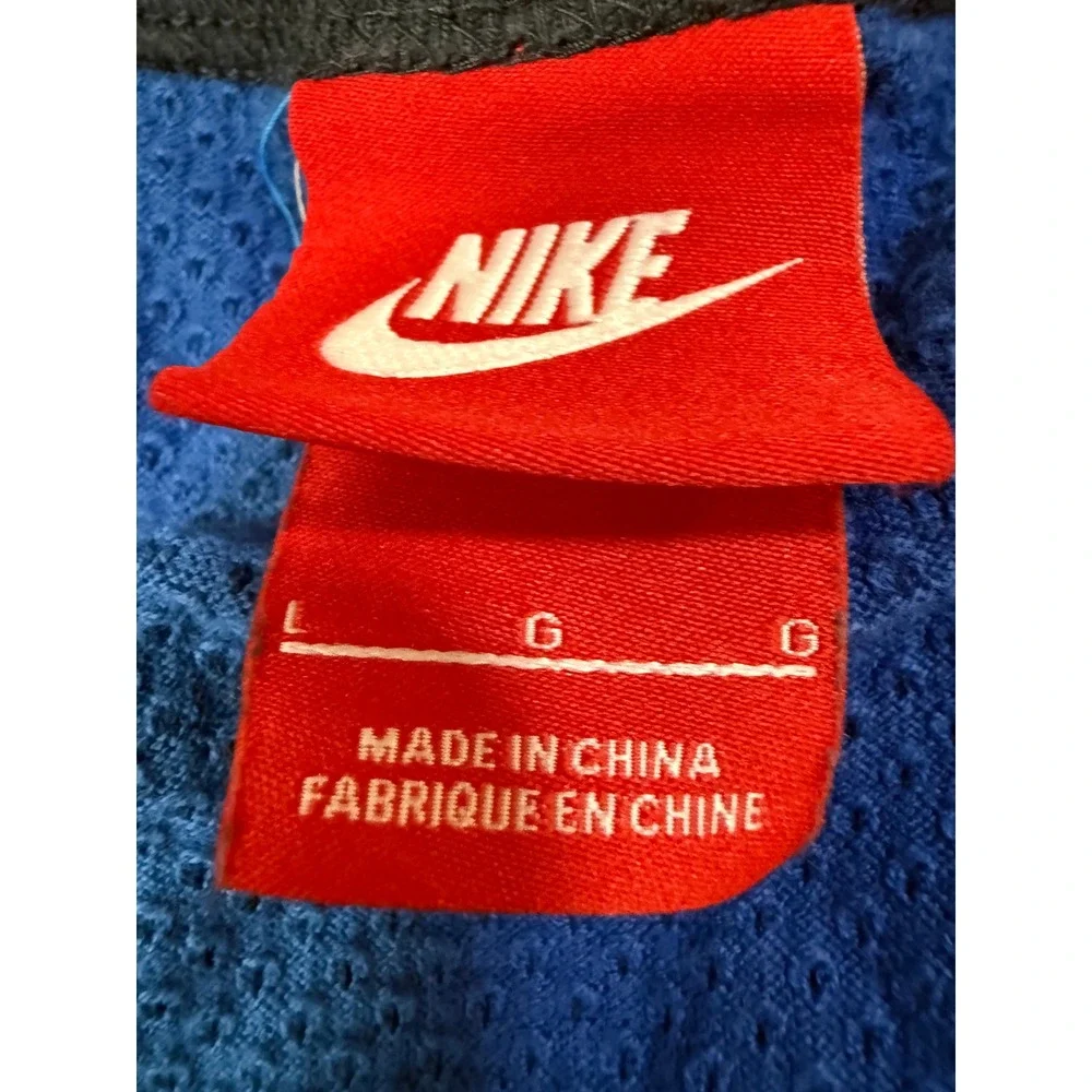 Nike Air Boys Large Blue Geometric‎ Print Sleeveless Basketball Tank Top Mesh L